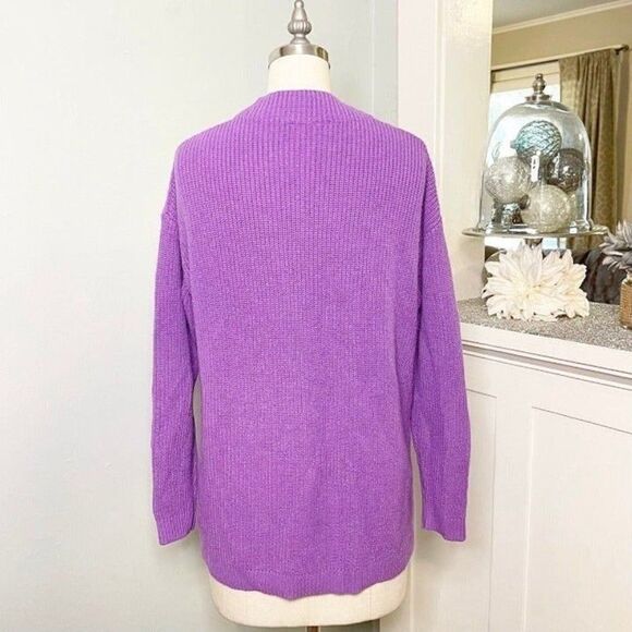 Talblots Purple Mock Neck Cable Knit Sweater Medium - Picture 5 of 10